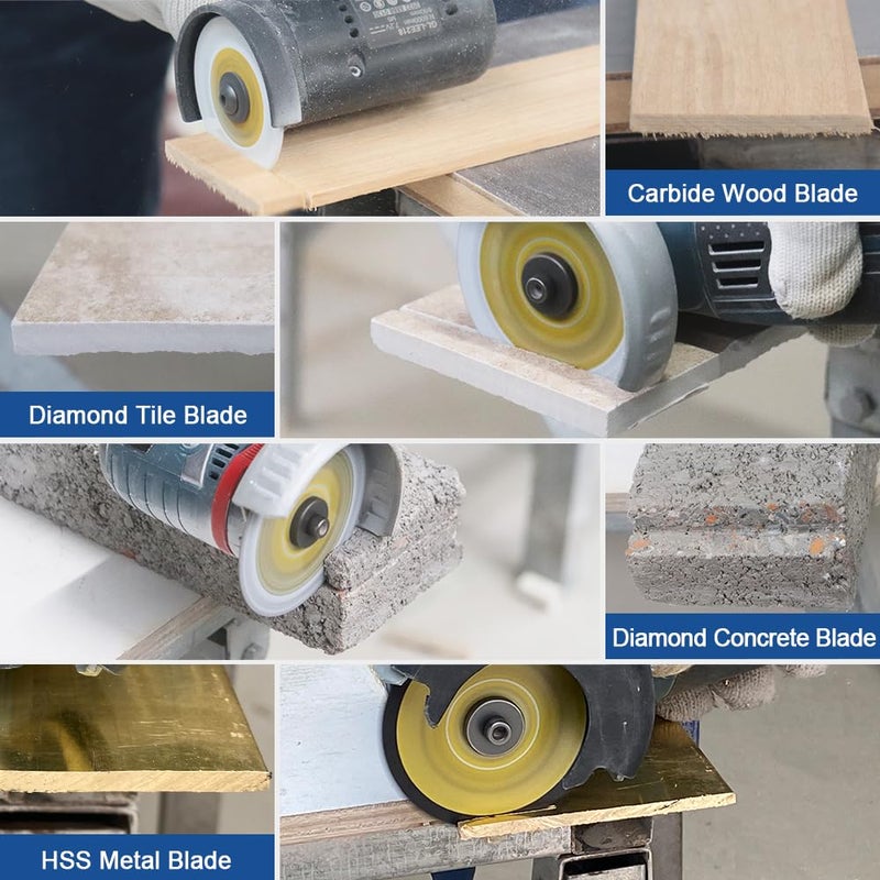 HIGHDRIL 3" 75mm Circular Saw Blade Set 4pcs - Diamond/HSS/Carbide Cutting Disc for Angle Grinder Cutting Metal Tile Marble Granite Plastic Concrete Wood - Image 5